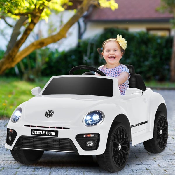 Børnebil, VW Beetle, 94x55.5x47 cm, Hvid Børnebil, VW Beetle, 94x55.5x47 cm, Hvid