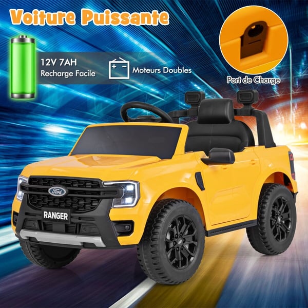 Børns Elektriske Bil, Ford 12V, 105x64x60 cm, Gul