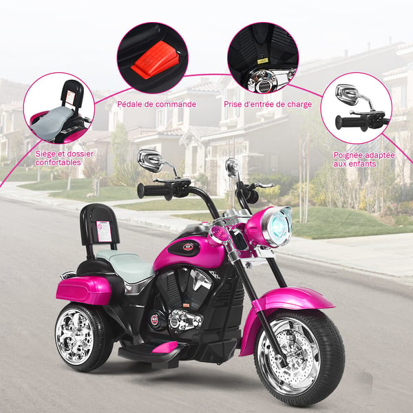 Elektrisk motorcykel, 91x48x64 cm, Lyserød