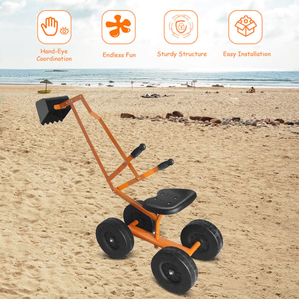 Børns sandgravemaskine, 88x33x35,5 cm/105x33x38,5 cm, Orange