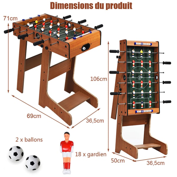 Bordfodbold, 33x36x109 cm, Naturfarvet