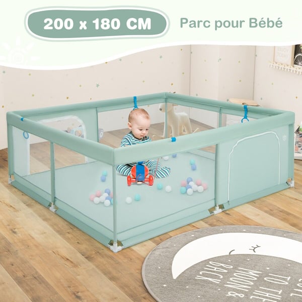 Baby legeplads, 200x180x68 cm, Grøn