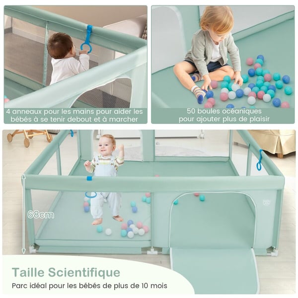 Baby legeplads, 200x180x68 cm, Grøn