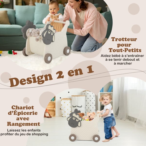 Baby Walker, 57x43x49 cm, Beige Gray
