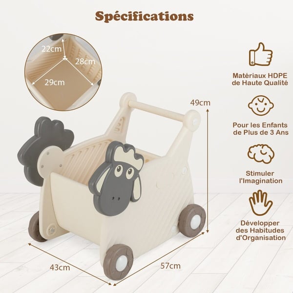 Baby Walker, 57x43x49 cm, Beige Gray