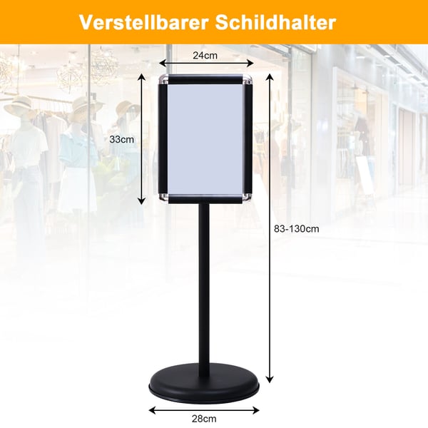 Whiteboard Display Stand, Drejelig Aluminium Display Stand, 33x24 cm, Sort