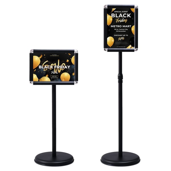 Whiteboard Display Stand, Drejelig Aluminium Display Stand, 33x24 cm, Sort