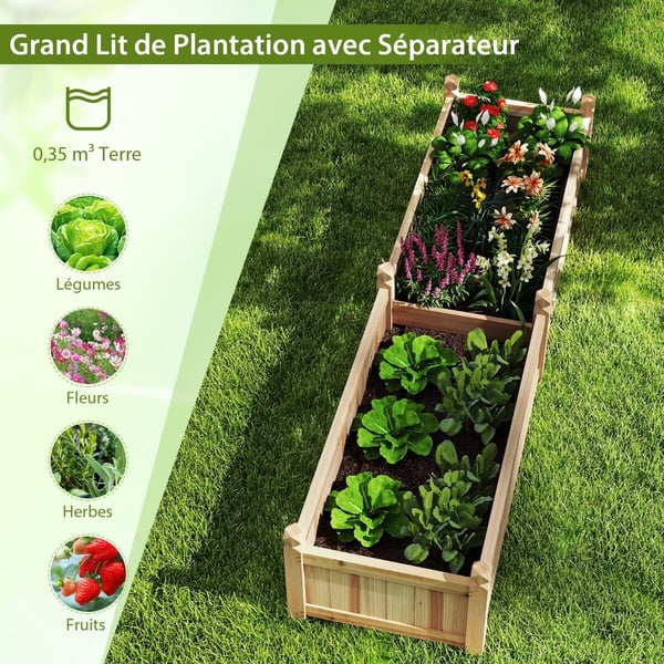 Plantekasse, 231×61×41 cm, Brun