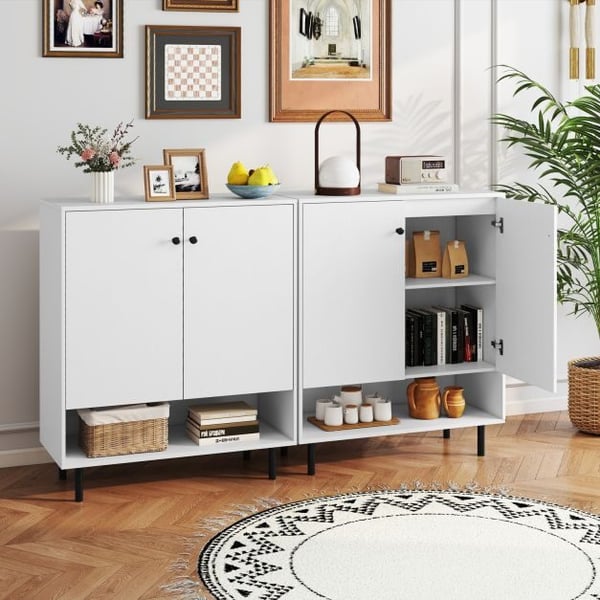 Sideboard Buffet Skab, 75x35x95 cm, Hvid