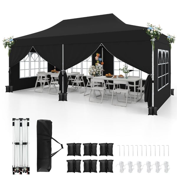 Pop Up Pavillon, 600x300x296-316 cm, Sort