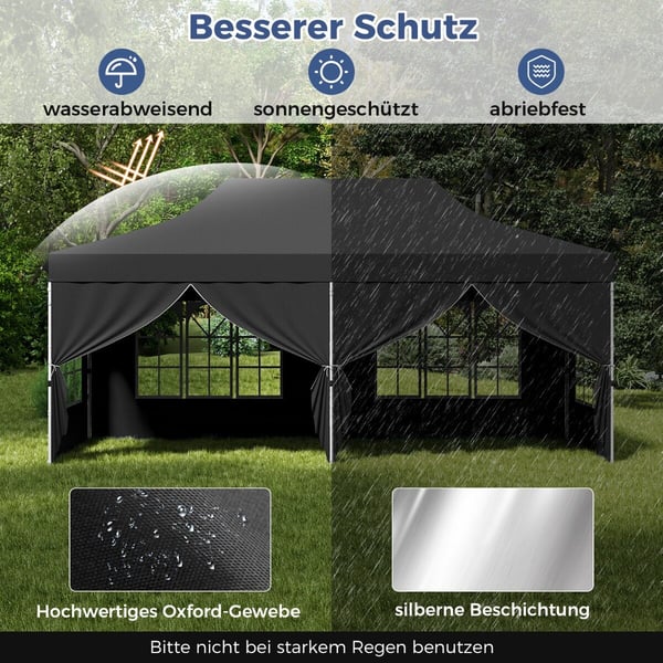 Pop Up Pavillon, 600x300x296-316 cm, Sort