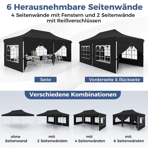 Pop Up Pavillon, 600x300x296-316 cm, Sort