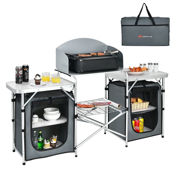 Sammenklappeligt campingbord, 173×48×110 cm, Grå