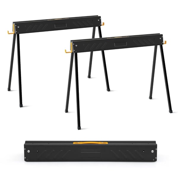 Taitettavat metalliset sahapukit, 94x47x74 cm, Musta