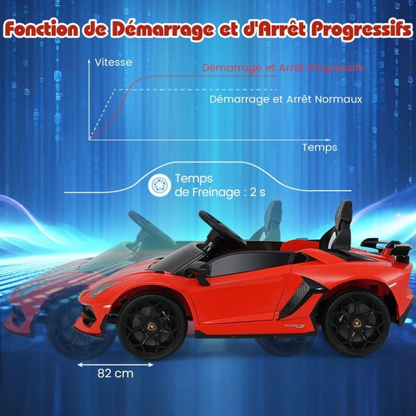 Elektrisk legetøjsbil, Lamborghini 12V, 107x64x46 cm, hvid