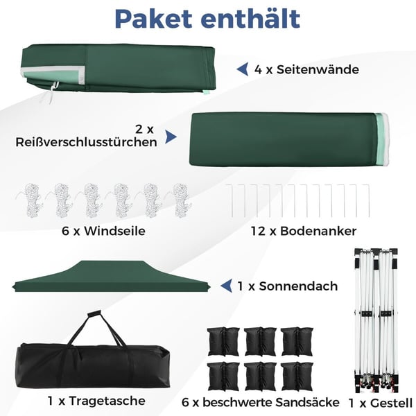 Pavillon, 600x300x296-316 cm, Sort
