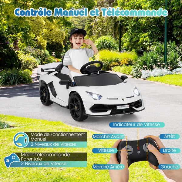 Sähkötoiminen leikkiauto, Lamborghini-lisenssi, 107x64x46 cm, Punainen
