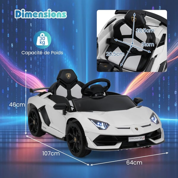 Sähkötoiminen leikkiauto, Lamborghini-lisenssi, 107x64x46 cm, Punainen