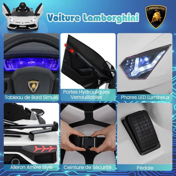 Sähkötoiminen leikkiauto, Lamborghini-lisenssi, 107x64x46 cm, Punainen