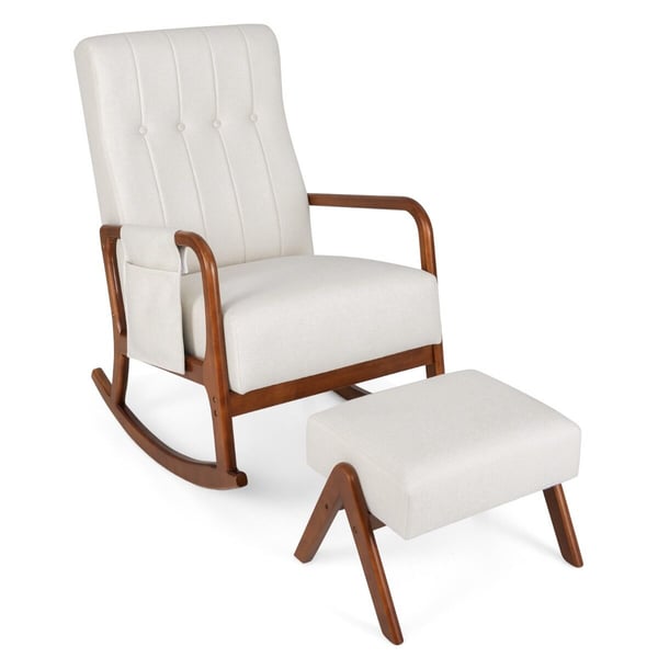 Keinuva tuoli jalkarahilla, 65x97x104 cm, beige
