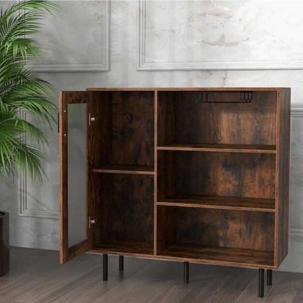 Skænk, 95x35x98 cm, Brun - materiale: konstrueret træ