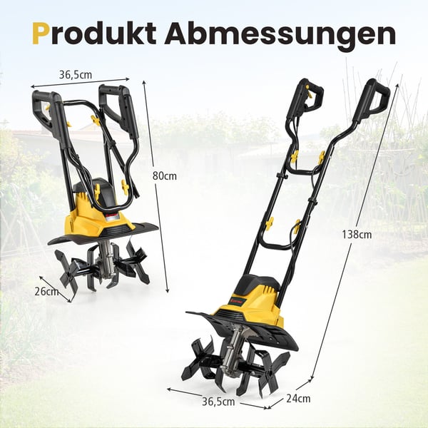 Sähköcmen kultivaattori, 36,5x24x138 cm, keltacmen
