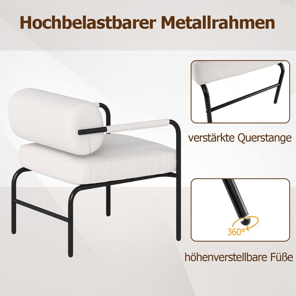 Lænestol, 70x65x73 cm, Off White