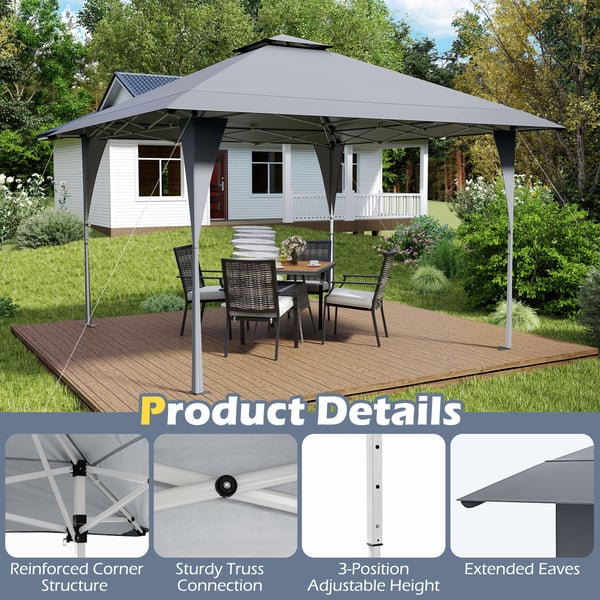 Canopy telt, 395x395x264-284 cm, grå