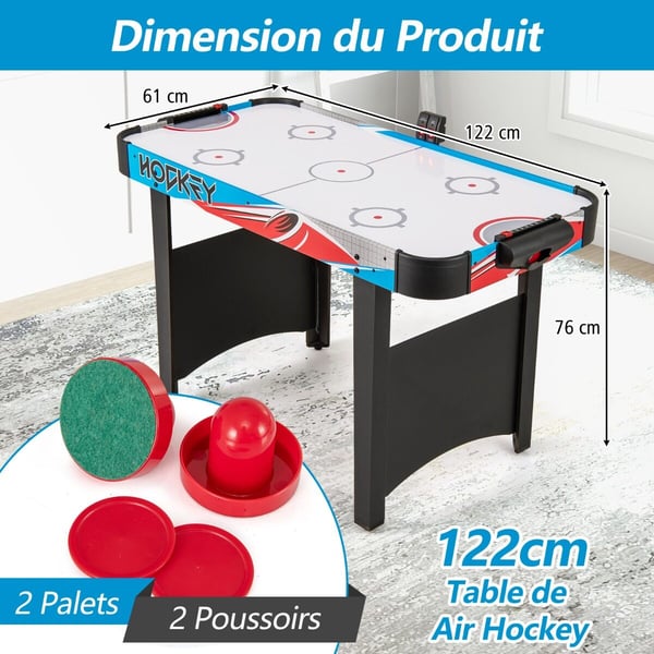 Airhockeybord, 122x61x76 cm, Blå