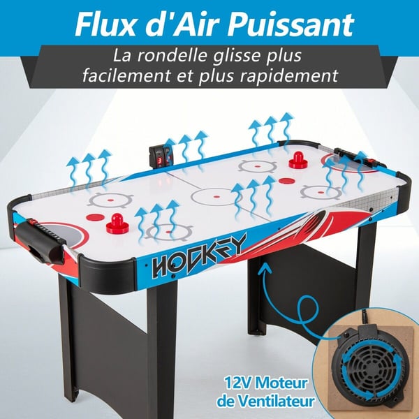 Airhockeybord, 122x61x76 cm, Blå