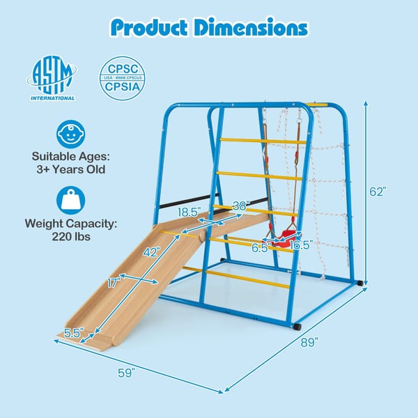Indendørs Jungle Gym, 225x150x158 cm, Multifarvet