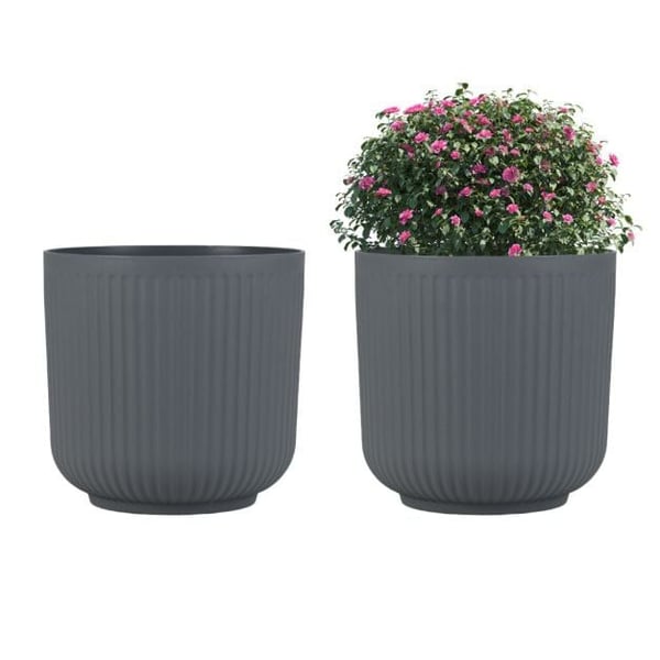 Muoviset istutusastiat, 2 kpl, 32x32 cm, harmaa