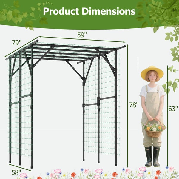 Havebue espalier, 200x150x197 cm, sort
