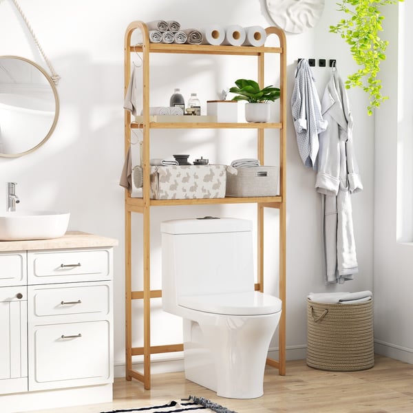 Opbevarcmgsreol over toilettet, 71,5x25x166 cm, natur