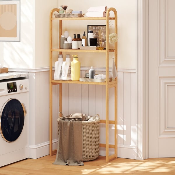 Opbevarcmgsreol over toilettet, 71,5x25x166 cm, natur