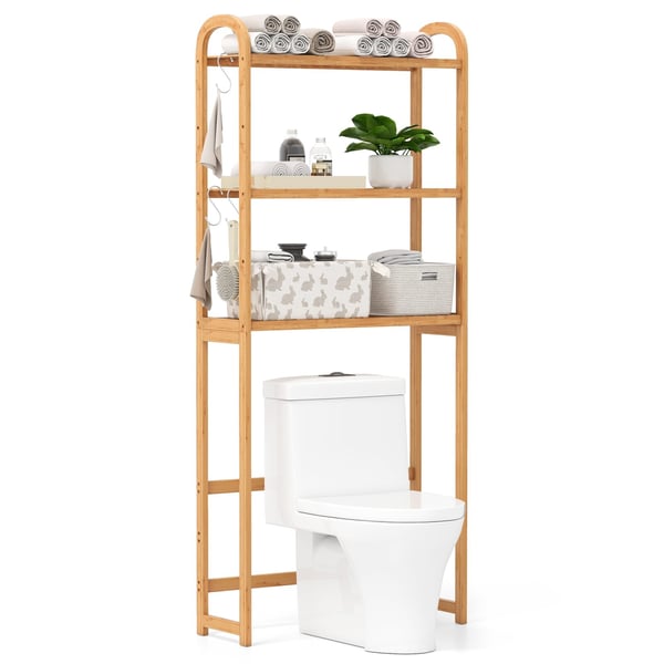 Opbevarcmgsreol over toilettet, 71,5x25x166 cm, natur