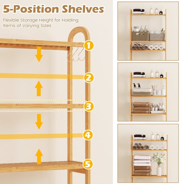 Opbevarcmgsreol over toilettet, 71,5x25x166 cm, natur