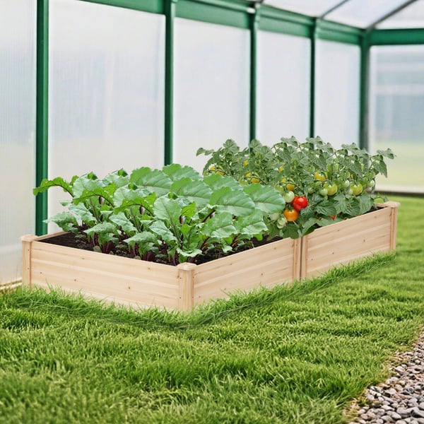 Hævet Træhavebed, 102x102x30 cm, Natur