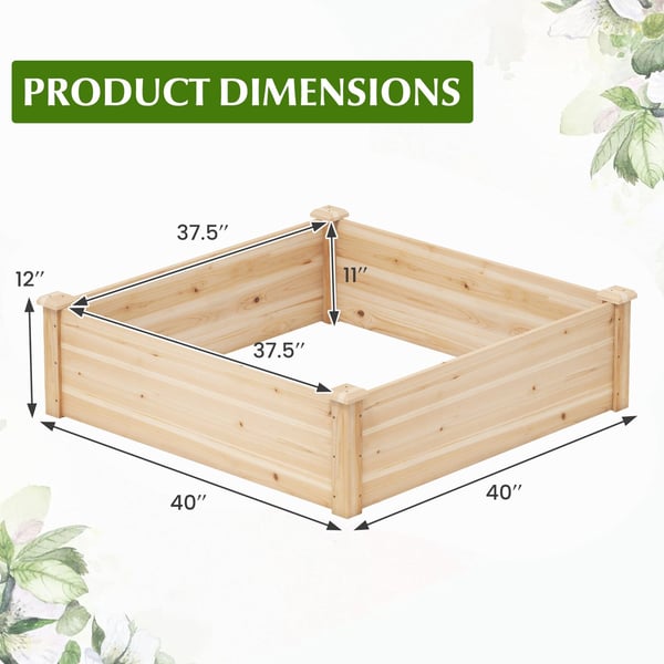 Hævet Træhavebed, 102x102x30 cm, Natur