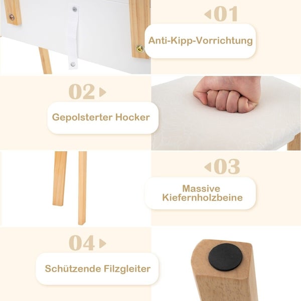 Toilettbord sæt, 64x41x137 cm, hvid og natur