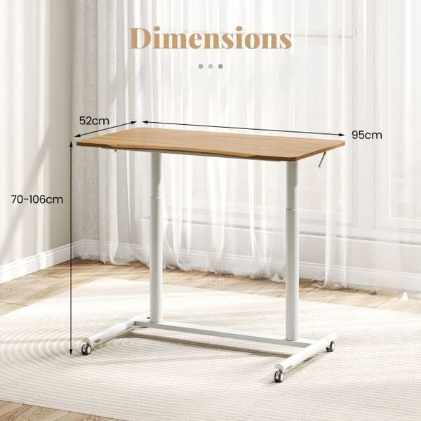 Hæve-sænkebord, 95x52x70-106 cm, Natur