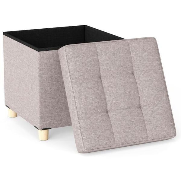 Rahi, 45x45x45 cm, Beige - Materiaali: pellavakangas, vaahto, kumipuu, mdf