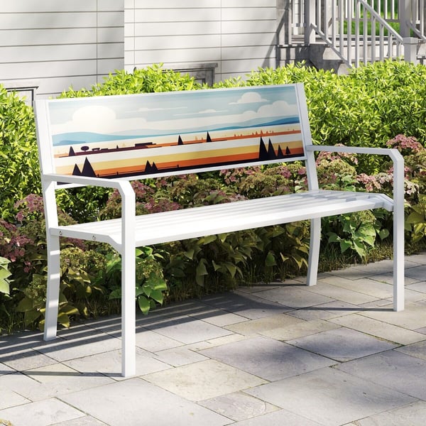 Puutarhapenkit, 128x53x81,5 cm, Valkoinen