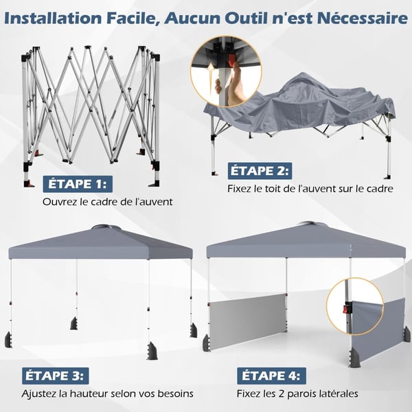 Canopy telt, 300x300x266-286 cm, hvid