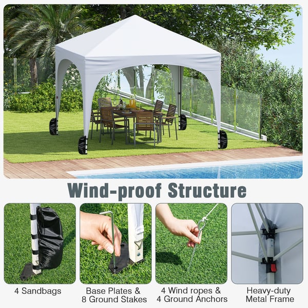 Pop-up telttag, 10x10x8,7-9,4 ft, hvid