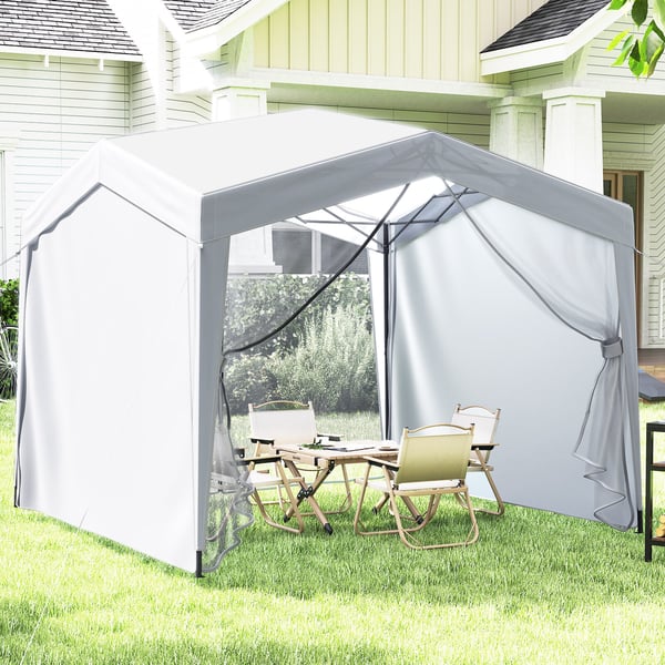 Pop-up telt med baldakcm, 302x302x265-275 cm, hvid