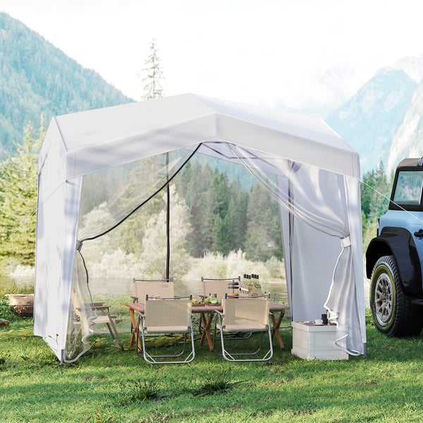 Pop-up telt med baldakcm, 302x302x265-275 cm, hvid