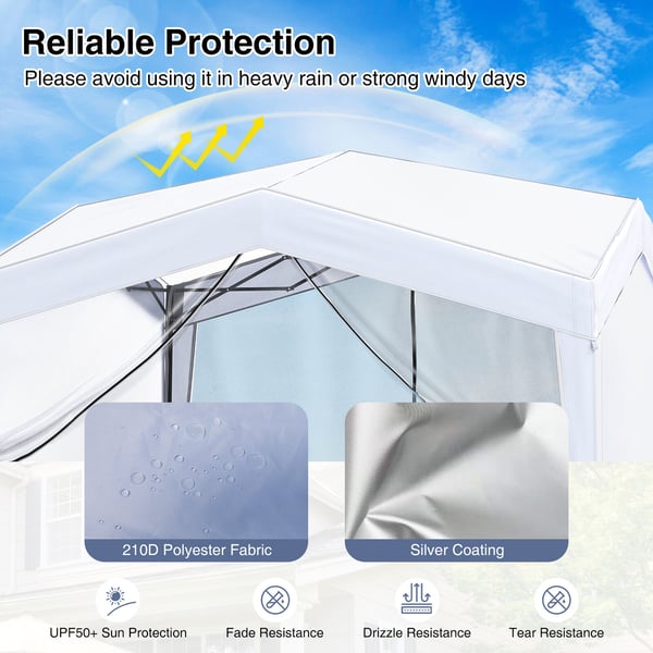 Pop-up telt med baldakcm, 302x302x265-275 cm, hvid