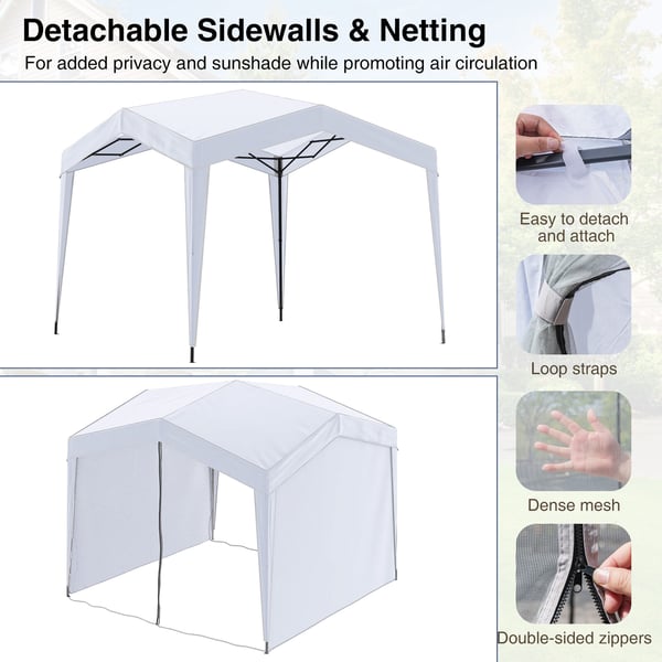 Pop-up telt med baldakcm, 302x302x265-275 cm, hvid