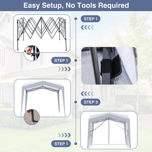 Pop-up telt med baldakcm, 302x302x265-275 cm, hvid